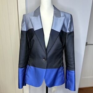 Escada Stylish Colorblock Blazer in Blues. Size 40. Lined. Like new!